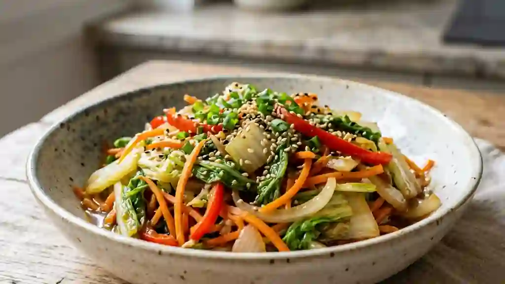 Wok de Pe-Tsaï croquant au sésame - Photo de présentation