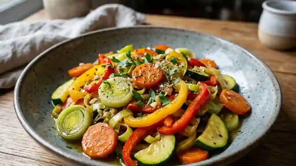 Poêlée de légumes croquants à l'ail - Photo de présentation