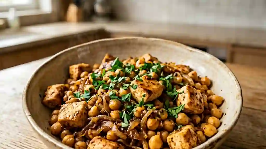 Poêlée fondante de poulet et pois chiches - Photo de présentation