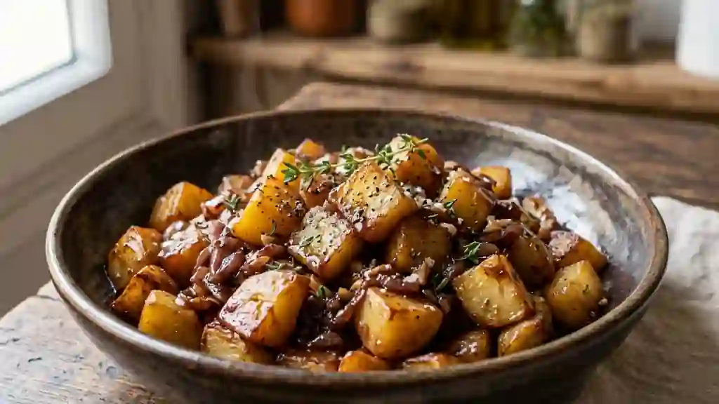 Poêlée de pommes de terre laquées au vin rouge - Photo de présentation