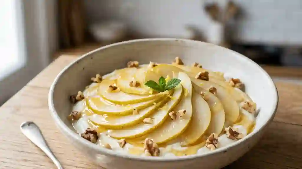 Duo poire et yaourt au miel craquant - Photo de présentation