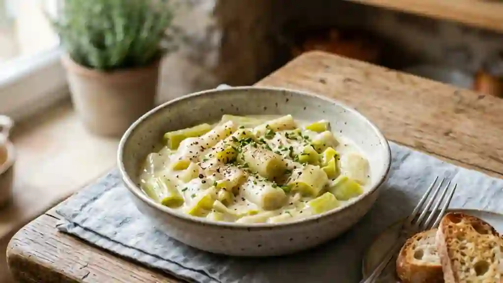 Poireaux fondants à la crème et muscade - Photo de présentation