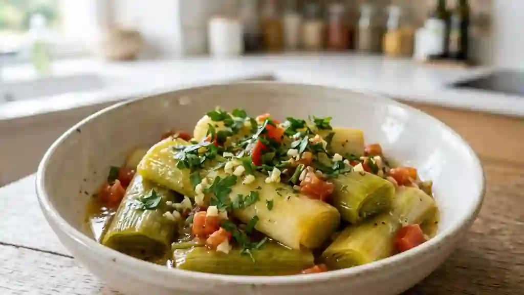Poireaux à la grecque fondants et citronnés - Photo de présentation
