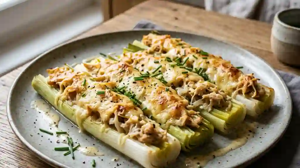 Poireaux Farcis au Poulet et Crème Fondante - Photo de présentation