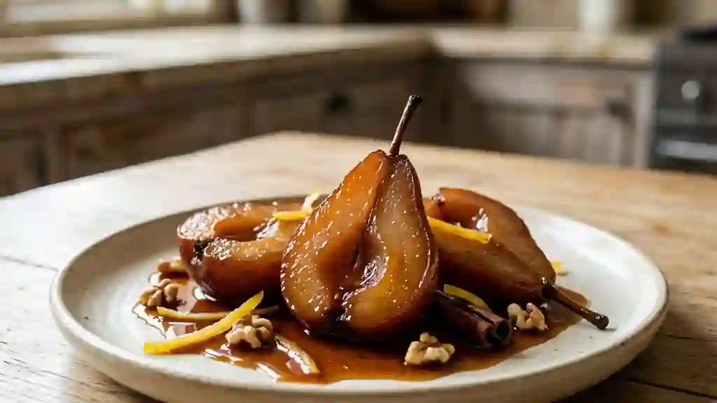 Poires confites au balsamique et cannelle - Photo de présentation
