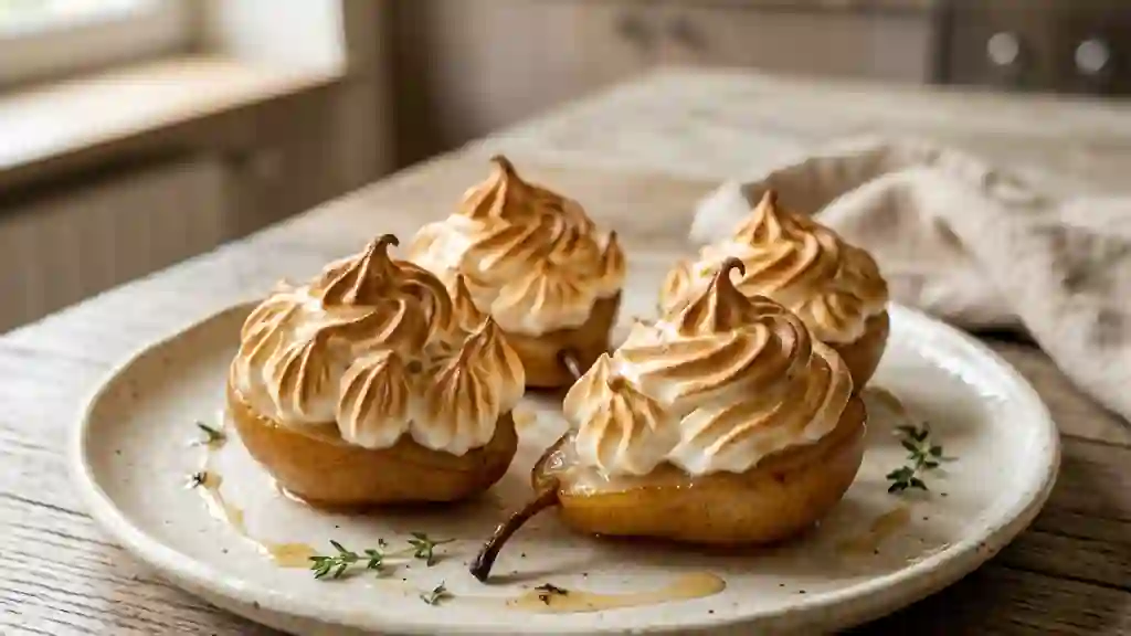Poires fondantes et meringue craquante - Photo de présentation