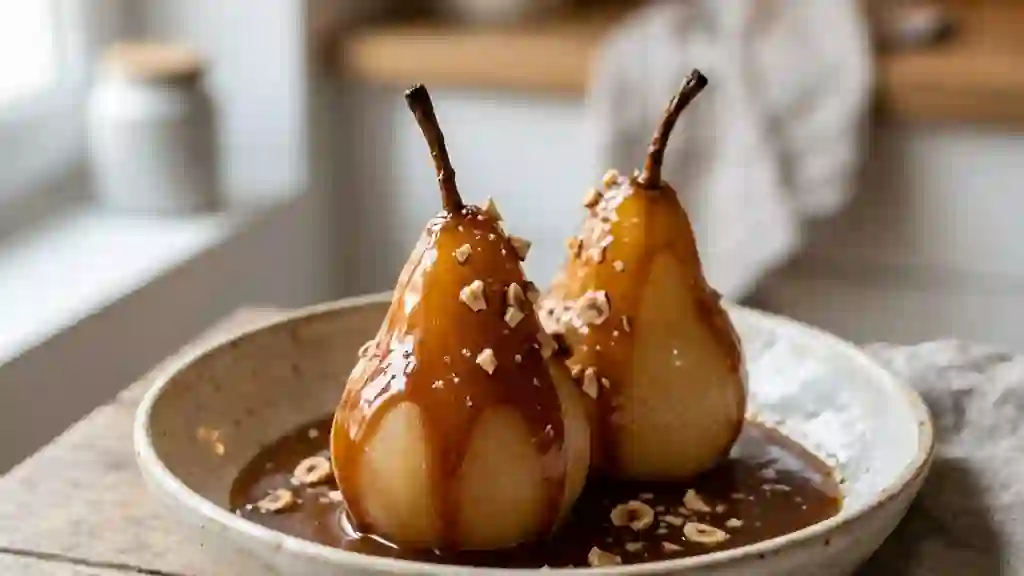 Poires fondantes au caramel onctueux - Photo de présentation
