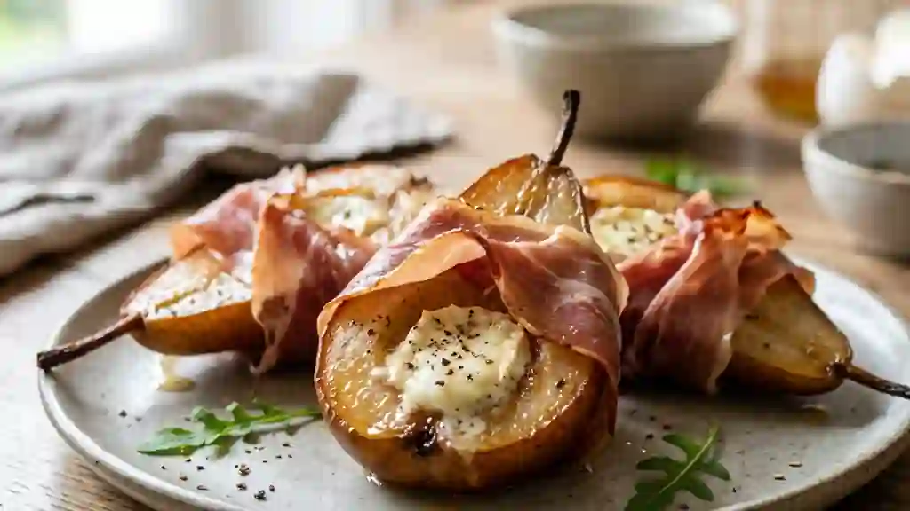 Poires fondues au Parme et chèvre frais - Photo de présentation