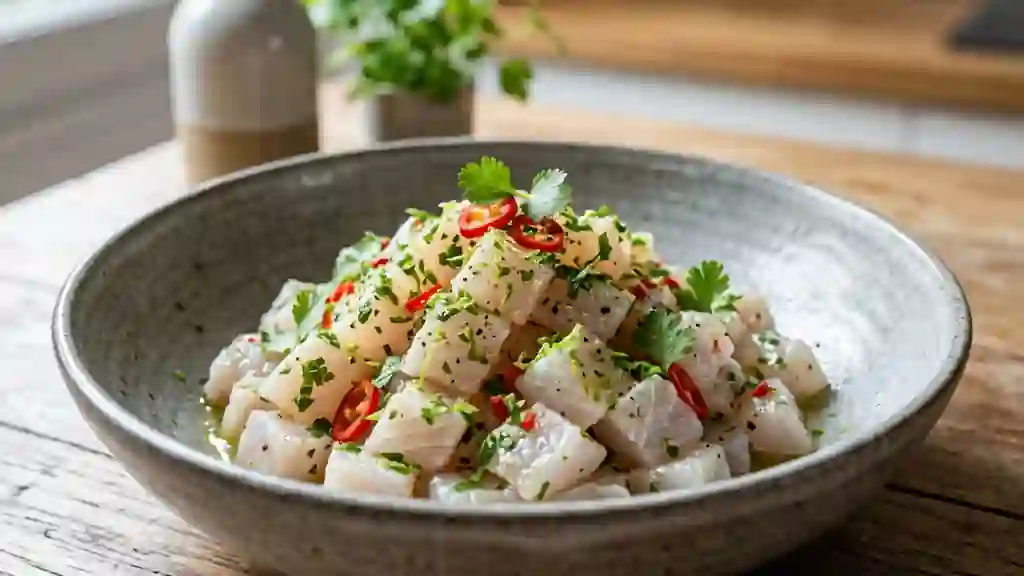 Poisson cru mariné au gingembre et piment - Photo de présentation