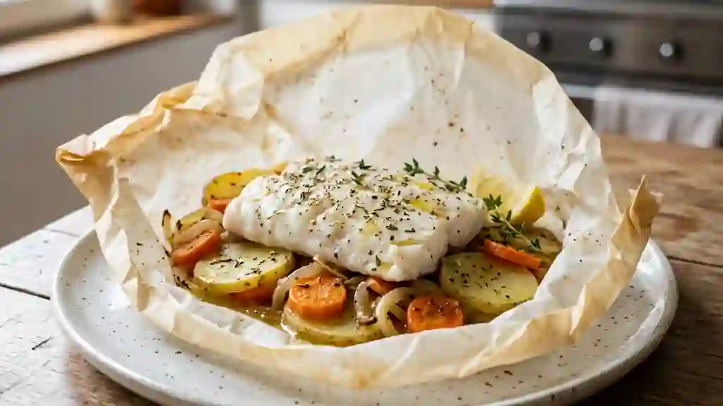 Papillote de poisson blanc fondante au citron - Photo de présentation