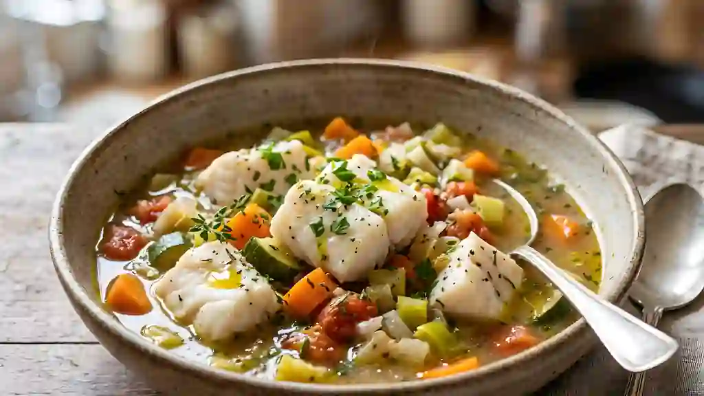 Poisson nacré et sa brunoise de légumes vapeur - Photo de présentation