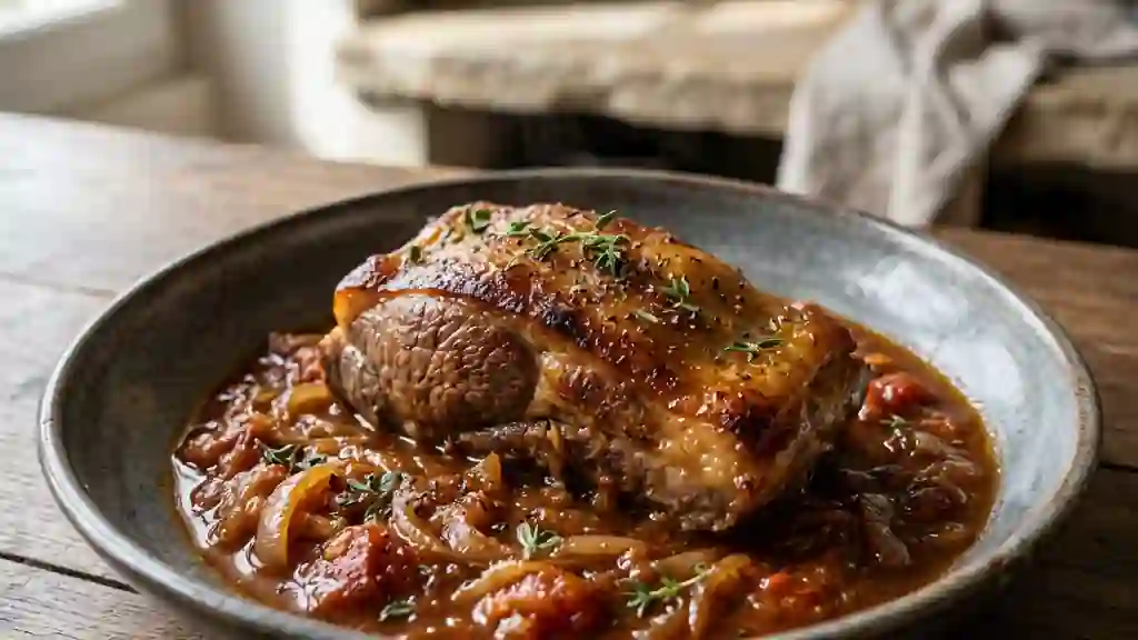 Poitrine d'agneau fondante aux oignons et tomate - Photo de présentation
