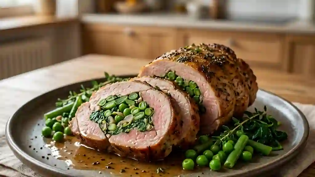Poitrine de veau rôtie et sa farce printanière - Photo de présentation