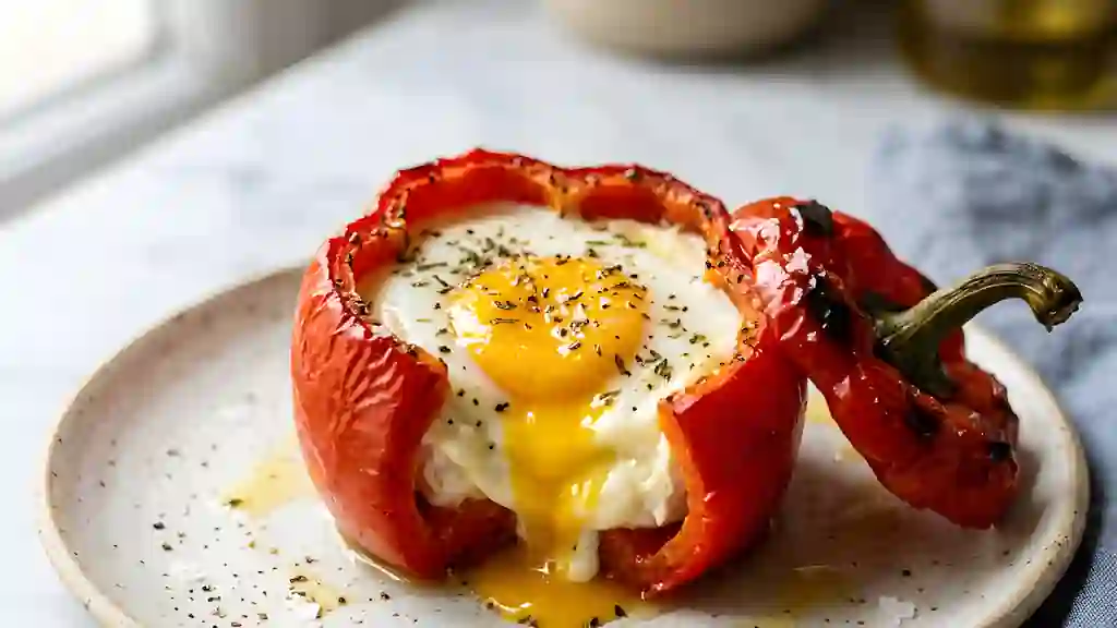 Poivron rôti au chèvre et cœur coulant - Photo de présentation