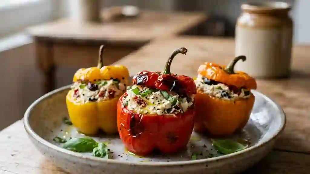 Poivrons fondants à la ricotta et olives - Photo de présentation