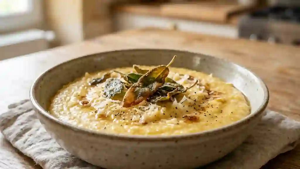 Polenta crémeuse au beurre de sauge et parmesan - Photo de présentation