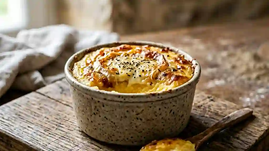 Polenta crémeuse et chèvre gratiné - Photo de présentation