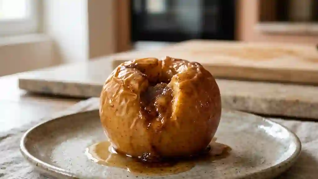 Pomme rôtie fondante cannelle et beurre - Photo de présentation