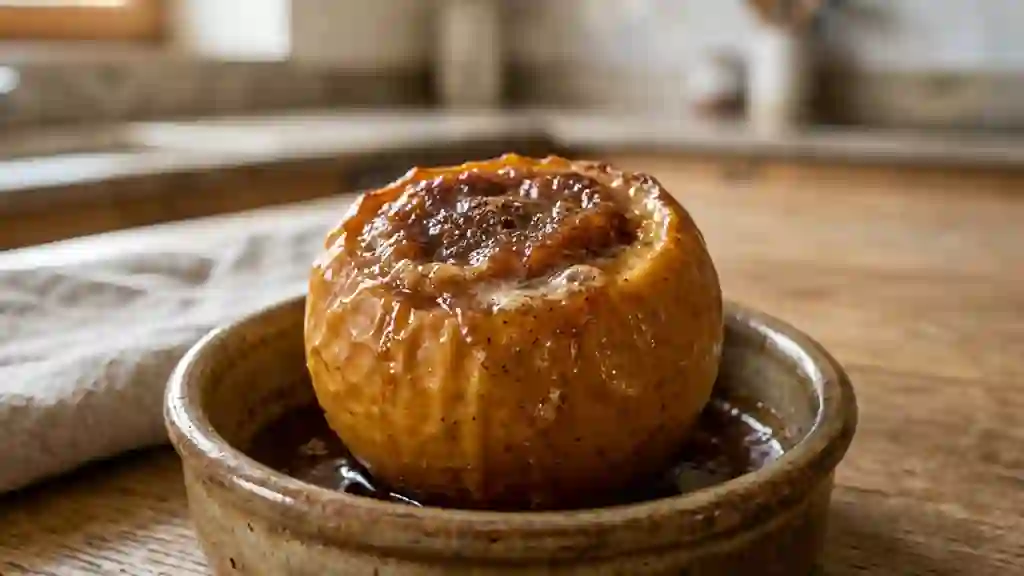 Pomme rôtie fondante cannelle et miel - Photo de présentation