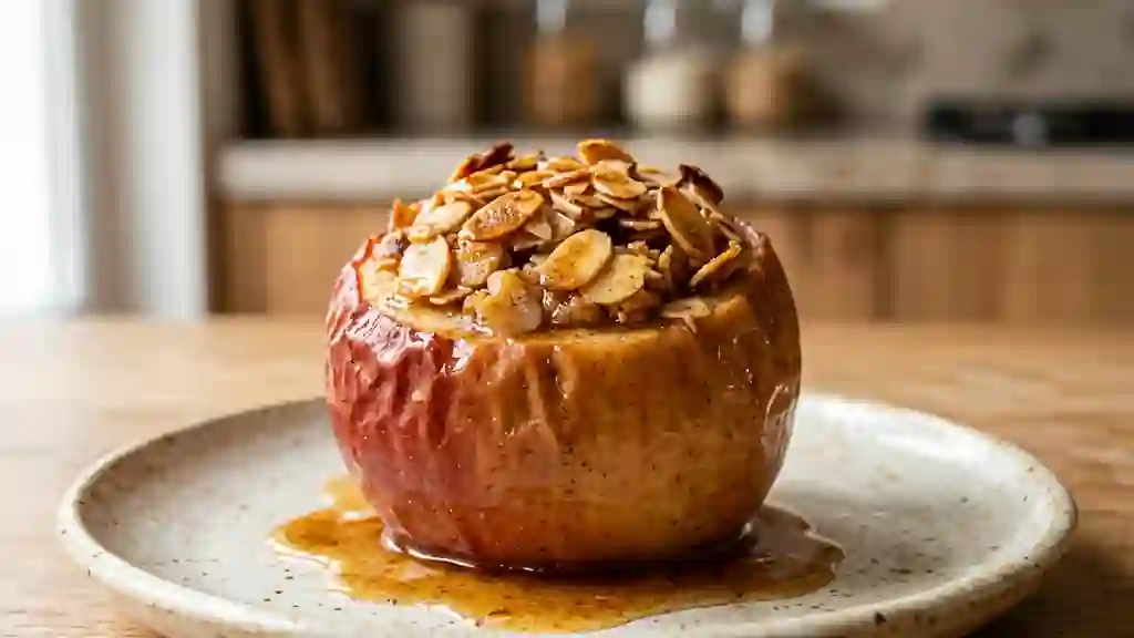 Pommes au four fondantes, miel et amandes - Photo de présentation