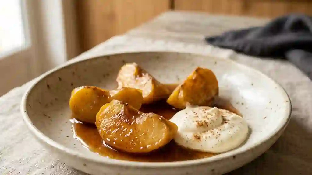 Pommes fondantes braisées au cidre et cannelle - Photo de présentation