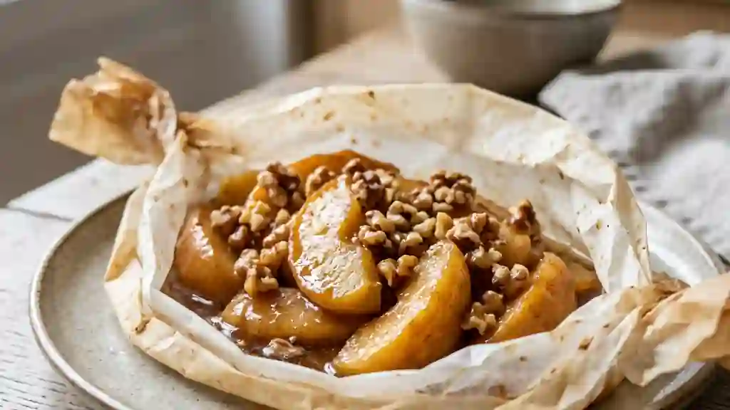 Pommes en papillote miel et noix croquantes - Photo de présentation