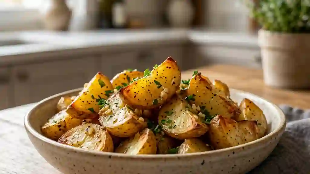 Pommes de terre rôties à l'ail et au persil - Photo de présentation