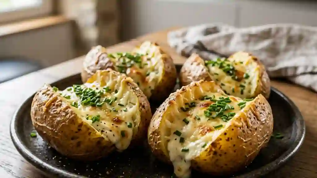 Baked Potatoes au fromage et crème ciboulette - Photo de présentation