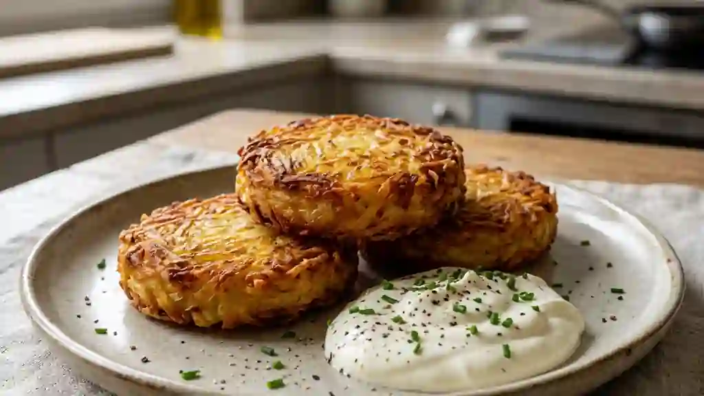 Pommes Darphin Croustillantes et Crème Épaisse - Photo de présentation