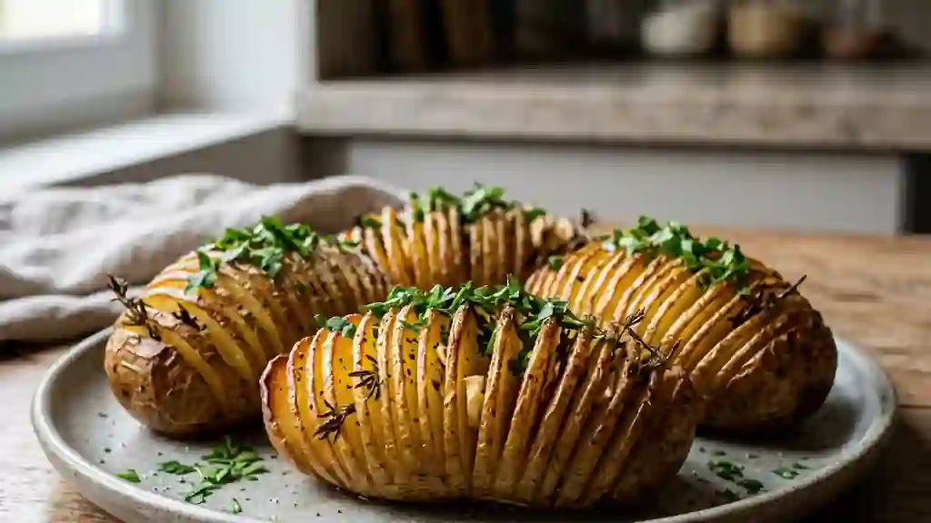 Pommes de terre en éventail ail et thym - Photo de présentation