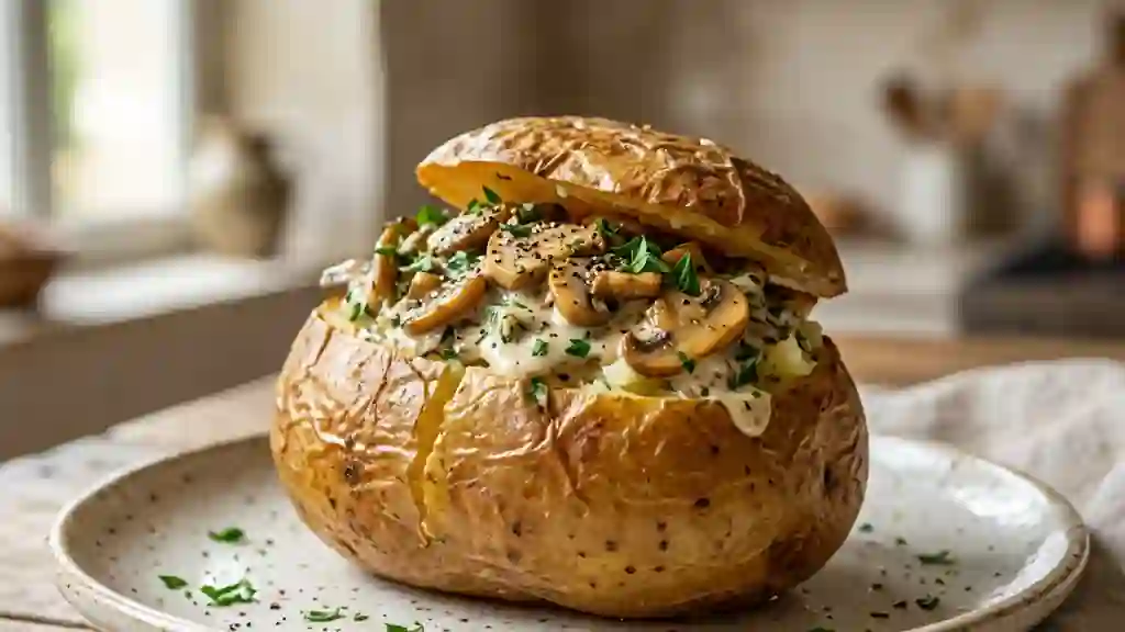 Pommes de terre farcies crème de champignons - Photo de présentation