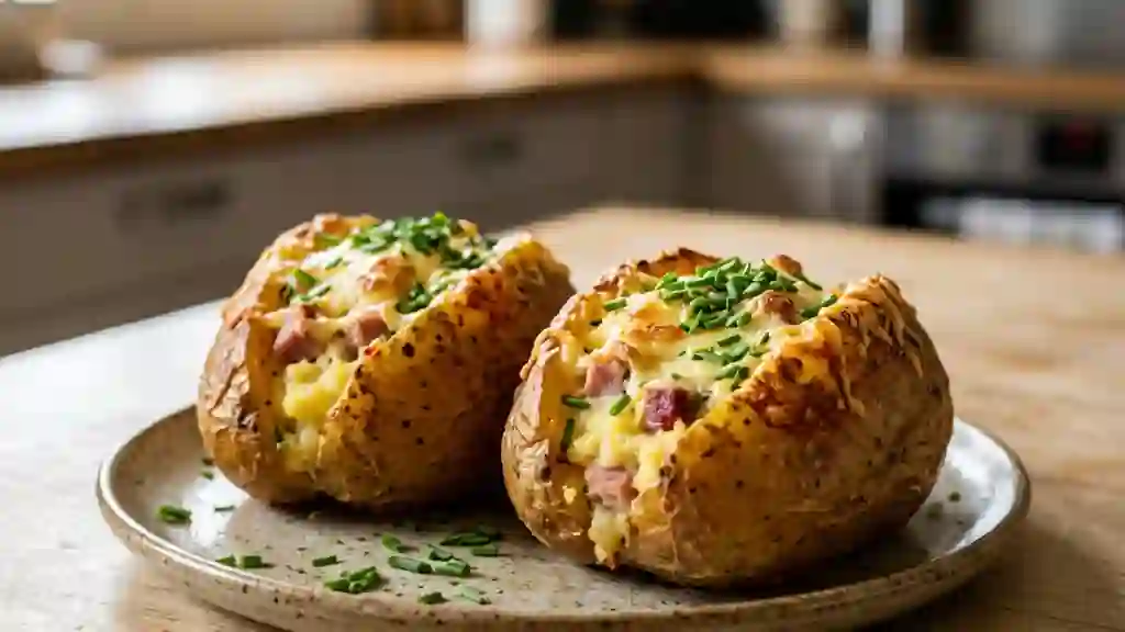 Pommes de terre farcies au jambon fumé - Photo de présentation