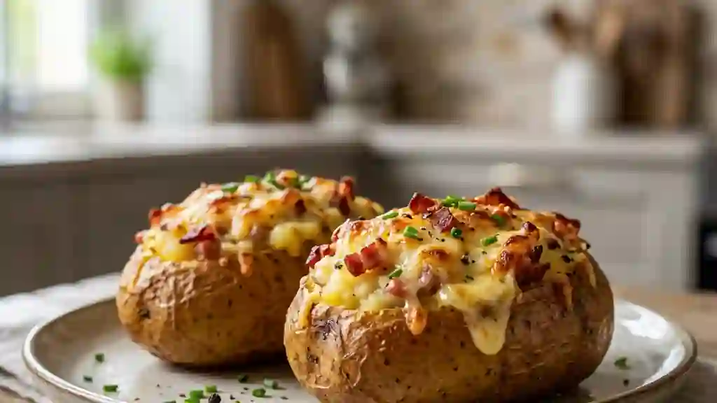 Pommes de terre farcies au lard et coeur fondant - Photo de présentation