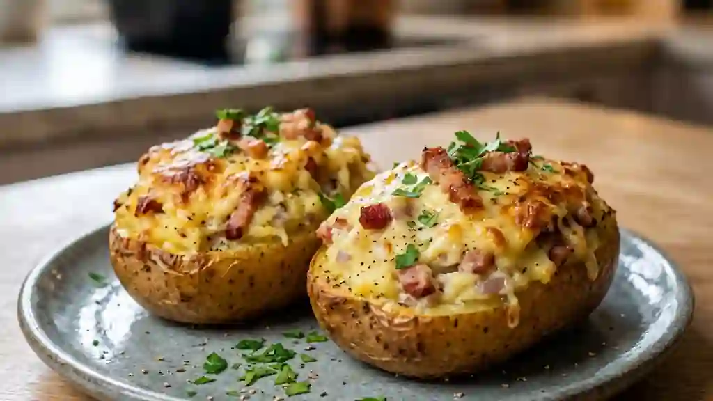 Pommes de terre farcies au lard et fromage - Photo de présentation