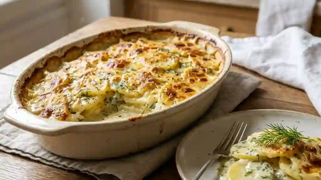 Gratin de pommes de terre fondant à l'aneth - Photo de présentation