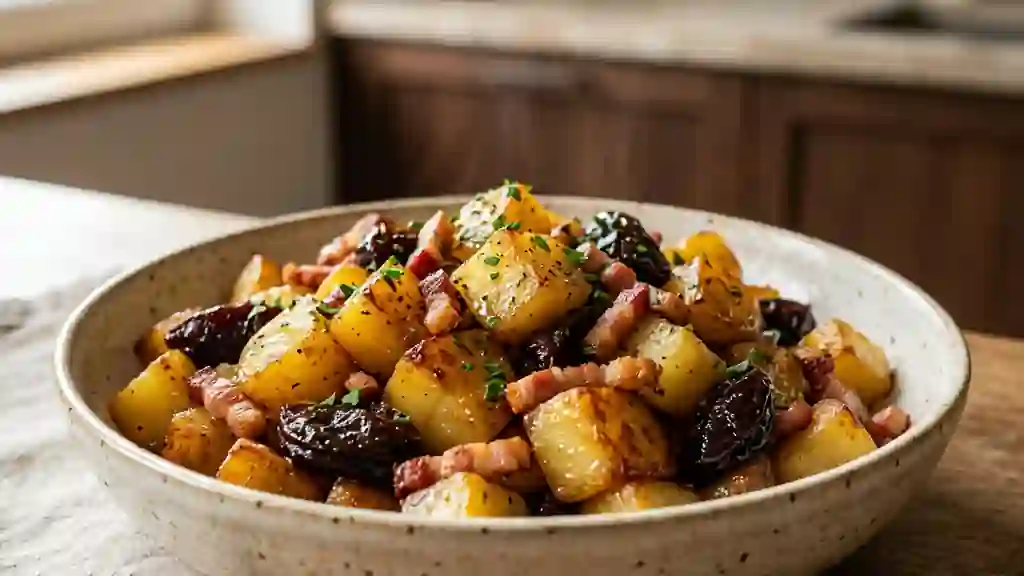 Poêlée de pommes de terre confites aux pruneaux - Photo de présentation