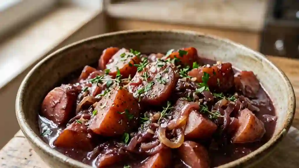 Pommes de terre fondantes au vin rouge - Photo de présentation