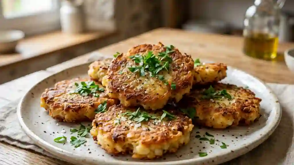 Galettes de pommes de terre dorées à l'ail - Photo de présentation