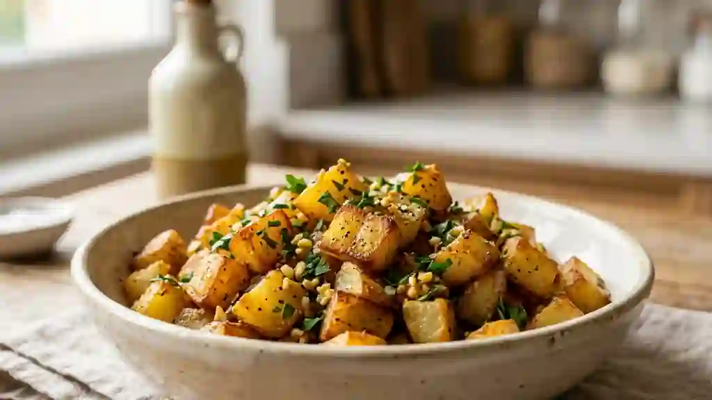 Pommes de terre sautées croustillantes à l'ail - Photo de présentation