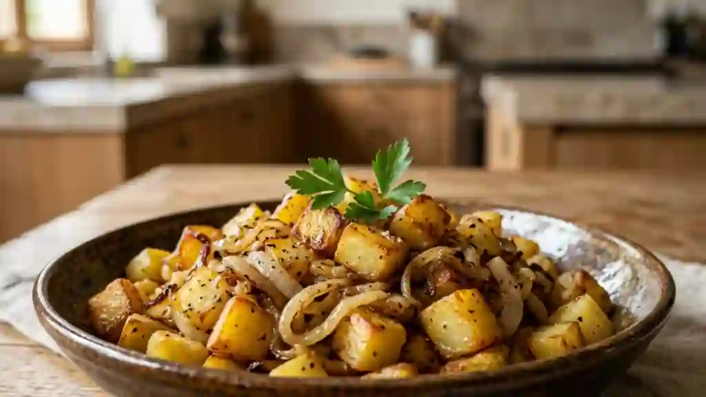 Pommes de terre sautées et oignons fondants - Photo de présentation