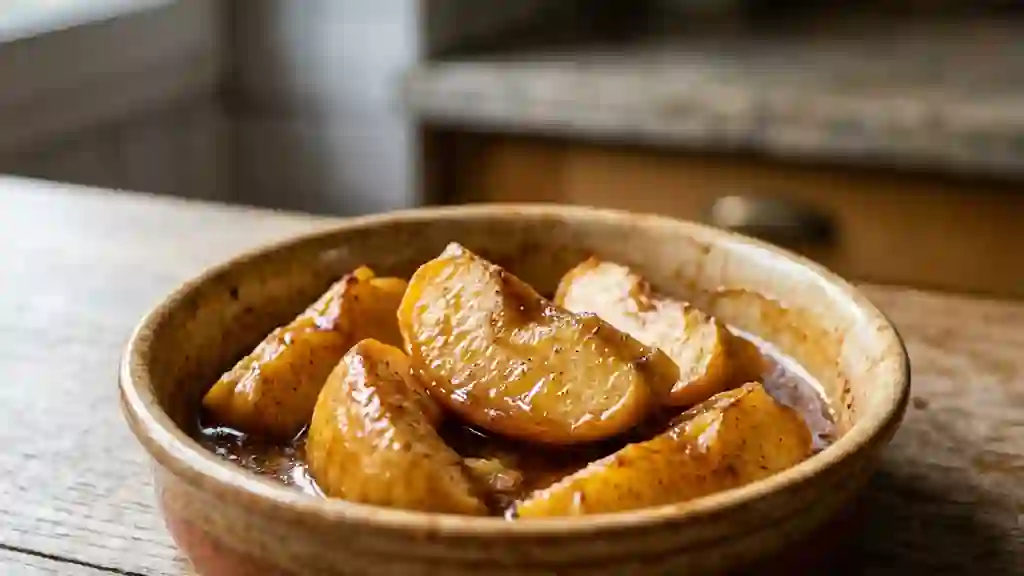 Pommes fondantes cannelle et sucre roux - Photo de présentation