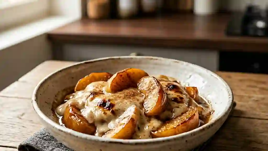 Pommes rôties et crème de marron fondante - Photo de présentation
