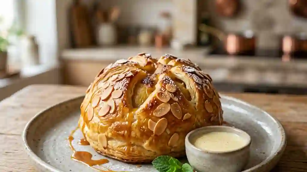 Pomme feuilletée au cœur frangipane fondant - Photo de présentation