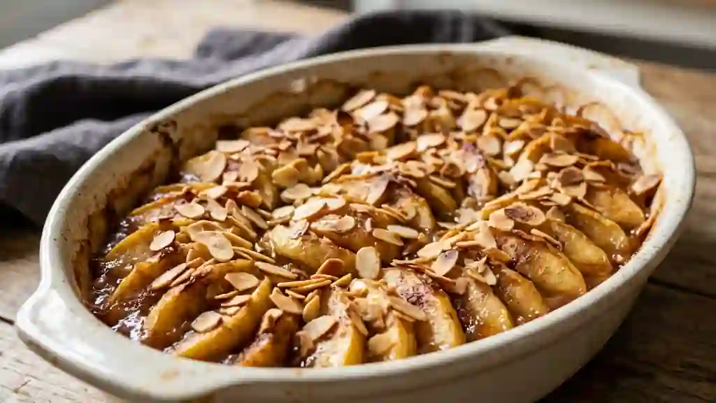 Pommes fondantes et amandes grillées au four - Photo de présentation