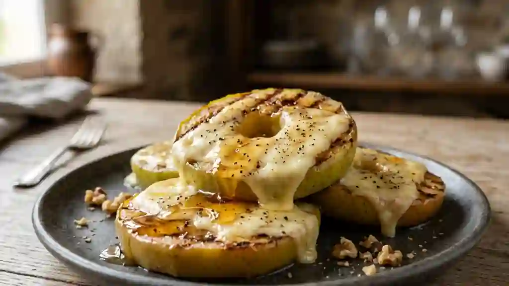Pommes rôties, fromage coulant et miel - Photo de présentation