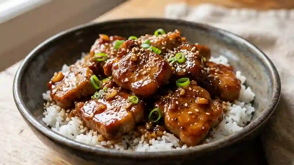 Porc au caramel laqué et fondant - Photo de présentation