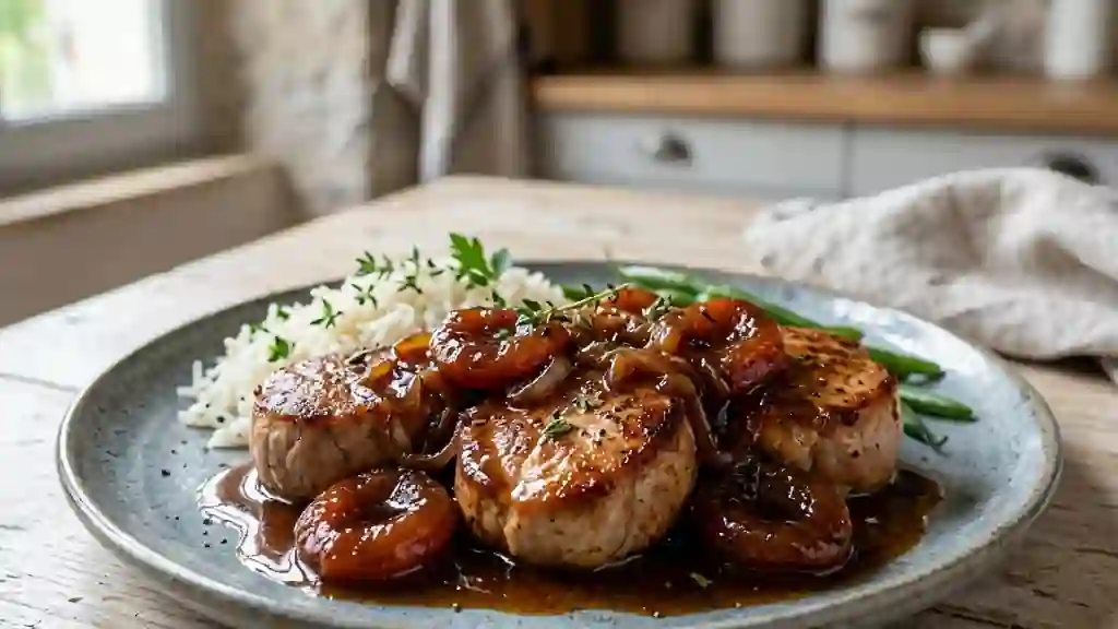 Médaillons de porc laqués aux abricots - Photo de présentation