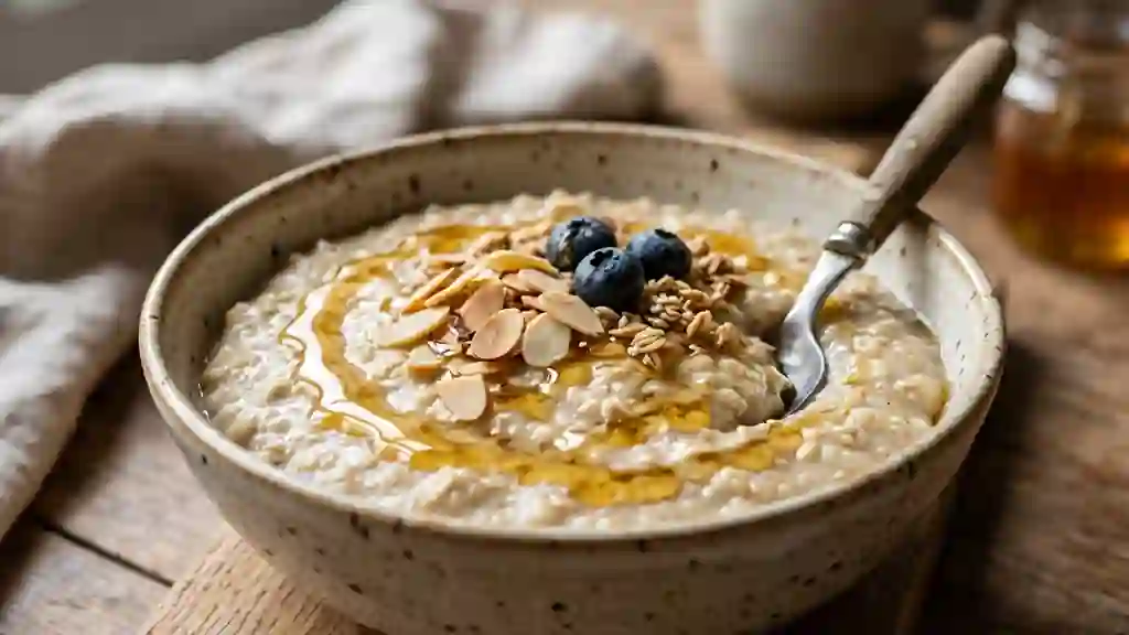 Porridge crémeux au miel et beurre fondu - Photo de présentation