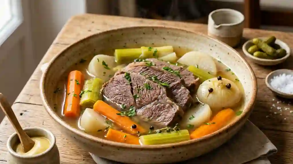 Pot-au-feu de bœuf fondant et légumes d'antan - Photo de présentation