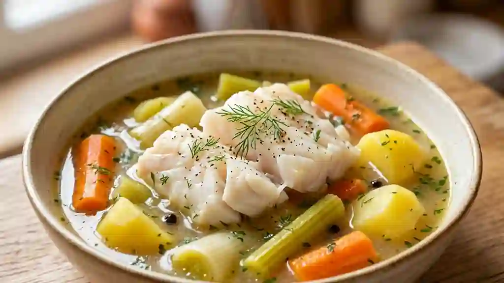 Pot-au-feu de cabillaud fondant aux légumes - Photo de présentation